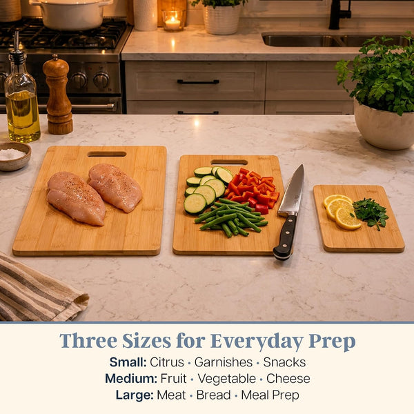 Totally Bamboo 3-Piece Cutting Board Set for Kitchen Use