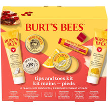 Burt's Bees Tips and Toes Kit, 6 Travel Size Products, Pomegranate Moisturizing, Hydrating, and Nourishing