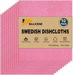 Swedish Dish Cloths - 10 Pack Reusable Kitchen Dishcloths - Ultra Absorbent Dish Towels for Washing Dishes - Cellulose Sponge Cloth Cleaning Rag - Assorted