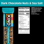 KIND Dark Chocolate Nuts & Sea Salt Bars, Gluten Free, Low Sugar, High Fiber, 12 Count