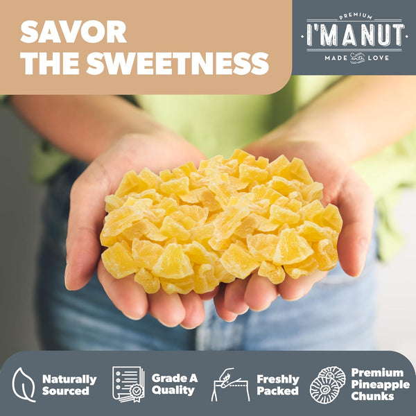 Premium Dried Pineapple Chunks 16oz, Non-GMO, Gluten & Peanut Free, Ethically Sourced