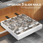 Expandable pull out cabinet organizer for framed cabinets with adjustable width