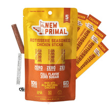 New Primal Rotisserie Chicken Sticks, Zero Sugar, High Protein, Gluten Free, 5 Count