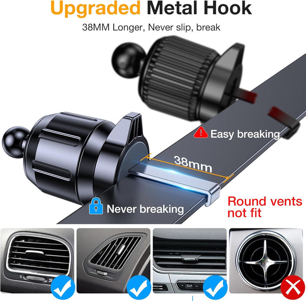 Phone holder for car dashboard, windshield, or vent with strong suction and adjustable arm