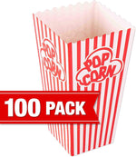Popcorn containers for home movie theater use, 100 pack, striped white and red paper