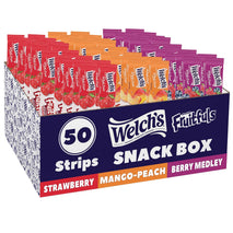 Welch's Fruitfuls Fruit Strips, Dried Fruit Snacks, Berry Medley, Mango Peach, Strawberry, 0.5oz, Pack of 50