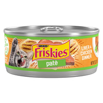 Purina Friskies Wet Cat Food Pate, Liver and Chicken Dinner, 5.5 oz. Cans, Pack of 24