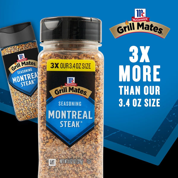 McCormick Montreal Steak Seasoning, No MSG, Gluten Free, 11.62 oz, Bold Savory Grilling Flavor for Meat and Vegetables