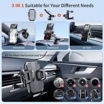 SUUSON Upgraded 3-in-1 Car Phone Holder Mount for Dashboard, Windshield, and Air Vent