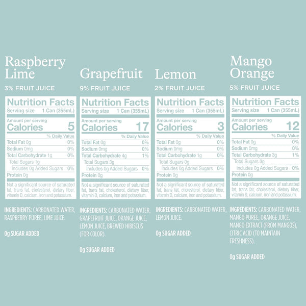 Spindrift Sparkling Water, 4 Flavor Variety Pack, Made with Real Squeezed Fruit, 12 Fl Oz (Pack of 20)