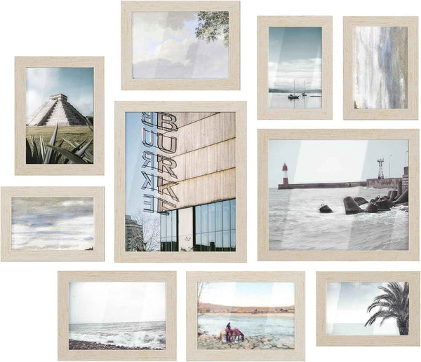 SONGMICS Picture Frames, Collage Picture Frames Set of 10, Two 8x10, Four 5x7, Four 4x6, Photo Frame for Wall Gallery Decor, Table Display, Christmas Gift, Rustic Brown URPF010X01