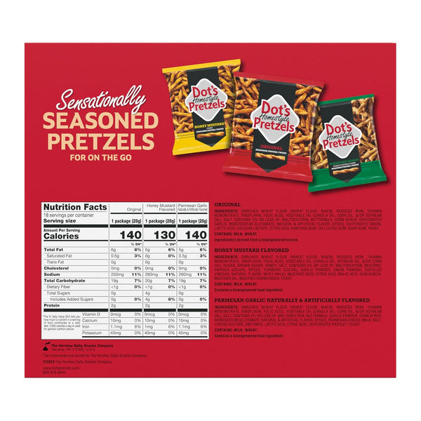 Dot's Homestyle Pretzels Variety Pack, 18 Count, 1oz Individually Sized Bags