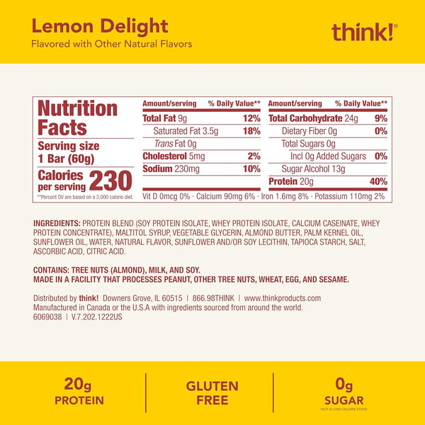 Think! Protein Bars, High Protein Snacks, Gluten Free, Kosher Friendly, 10 Count