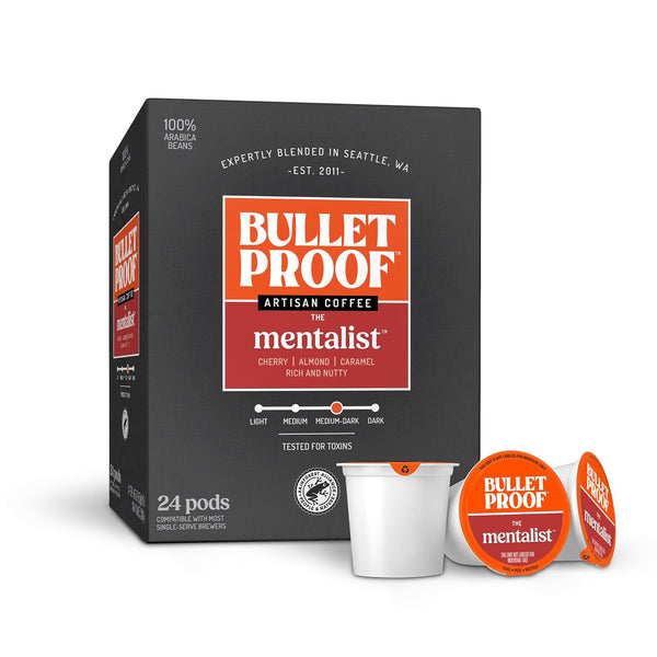 Bulletproof Original Medium-Roast Single-Serve Coffee Pods, 24 Count, 100% Arabica Beans