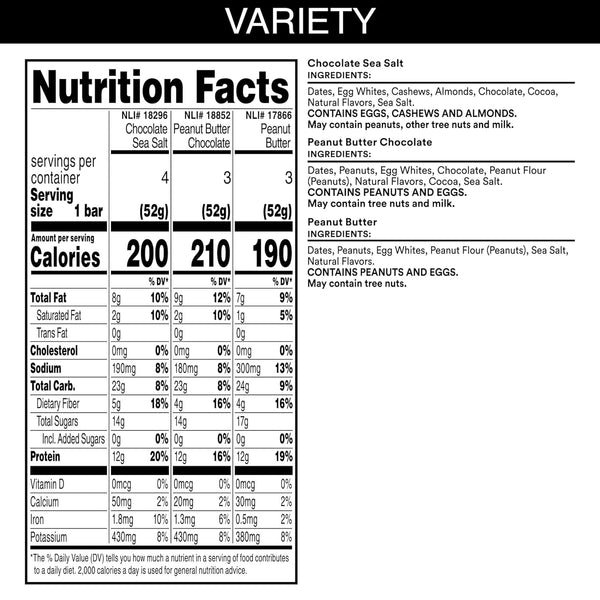RXBAR Protein Bars Variety Pack 10 Count 18.3oz Box