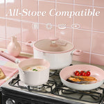 CAROTE 15-piece Ceramic Cookware Set with Non-stick Coating and Utensils