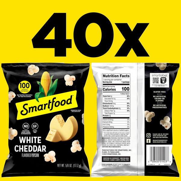 40 count White Cheddar Popcorn in 0.625 ounce bags