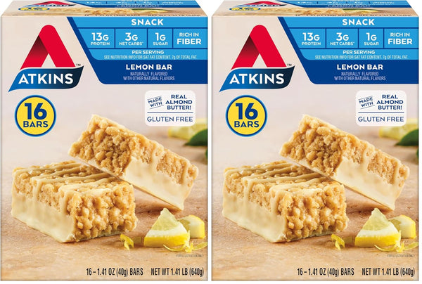 Atkins Caramel Chocolate Nut Roll Snack Bar, 16 Count, 1.55oz Bars