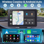 7inch Wireless Portable CarPlay and Android Auto Screen for Cars with GPS Navigation