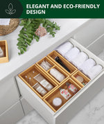 5-piece bamboo drawer organizer set for multi-use storage