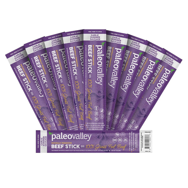 Paleovalley 100% Grass Fed Beef Sticks - Gluten Free Beef Snack - High Protein Keto Friendly