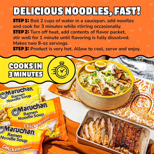 Maruchan Chicken Instant Ramen Noodles 3 Oz 24 Count Ready to Eat Meals