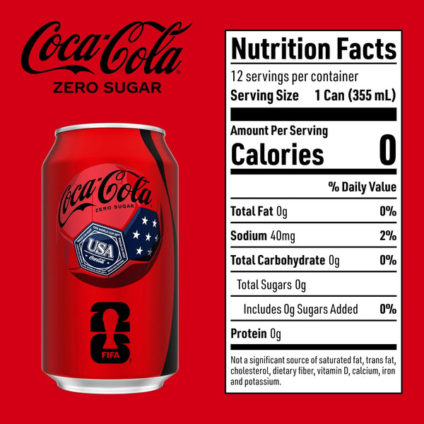 Coca-Cola Zero Sugar Soda, 12 fl oz Cans, 12 Pack - Classic Cola Soft Drink Fridge Pack