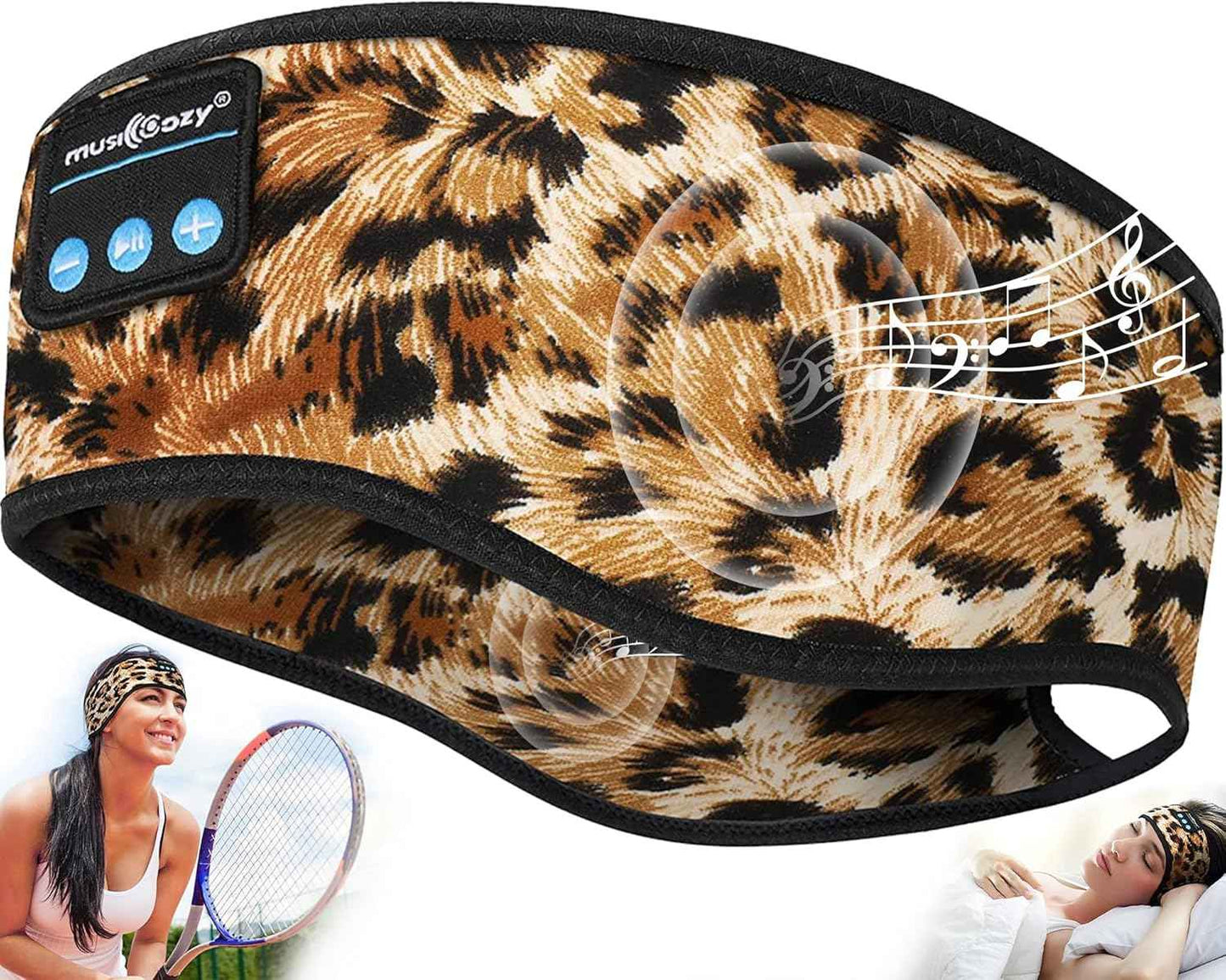 MUSICOZY Sleep Headphones Bluetooth 5.4 Headband, Sports Wireless Earphones Sweat Resistant Earbuds Sleeping Headphone with Ultra-Thin HD Stereo Speaker for Workout Running Cool Gadgets Unique Gifts