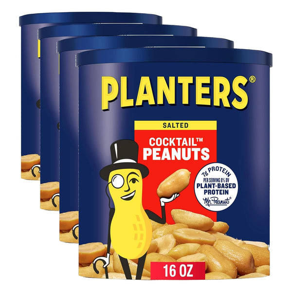 PLANTERS Salted Peanuts - Dry Roasted, Plant-Based Protein, 16oz Jar