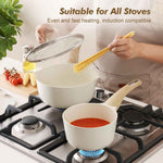 SENSARTE Ceramic Nonstick 3.0 Quart Saucepan with Double Spout Large Cooking Pot Non Toxic Kitchen Sauce Pot