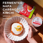 Spicy fermented kimchi napa cabbage in convenient pouches for ramen and stir-fries