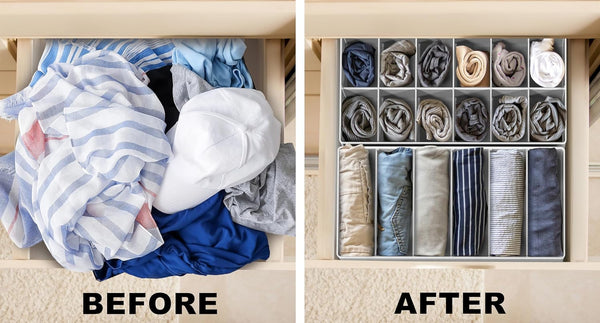 Closet Organizer Drawer Divider Assorted 7 Pieces Gray Non-Woven Fabric