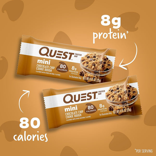 Quest Nutrition Mini Chocolate Chip Cookie Dough Protein Bars, 14 Count, Gluten Free