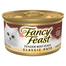 Purina fancy feast tender beef feast classic grain free wet cat food pate 3 oz cans pack of 24