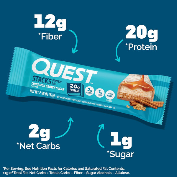 Quest Nutrition Stacks Protein Bars, Cinnamon Brown Sugar, 12 Count