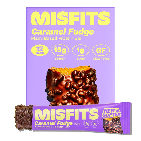 Misfits Protein Bar Variety Pack, 12-count, Multiple Flavors, Plant-based, Low Carb, Non-GMO, Gluten Free