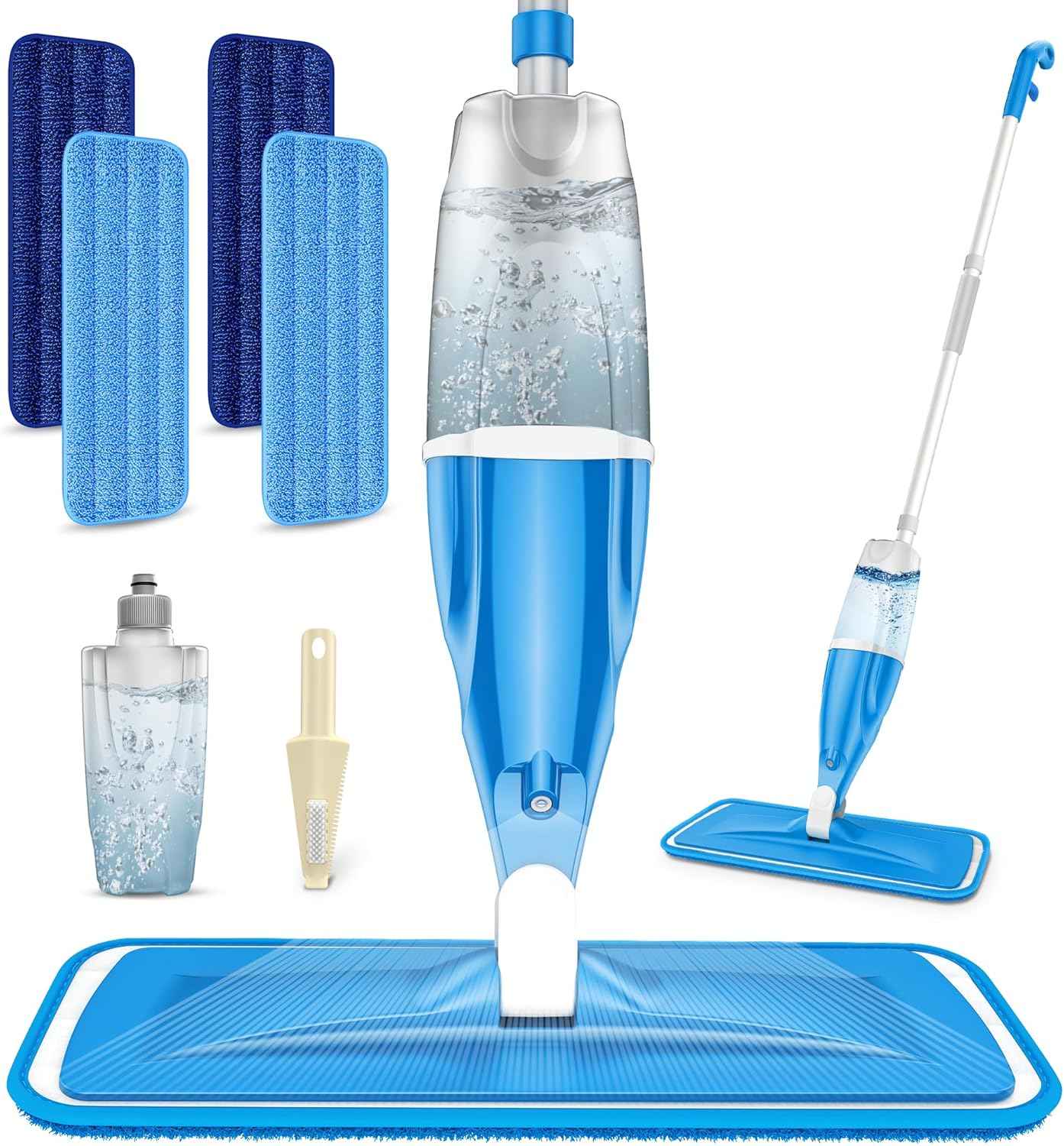 Microfiber Spray Mop for Floors Cleaning: Wet Dry Hardwood Floor Mops with 3 Washable Reusable Pads for Swiffer Powermop - Flat Mop with Sprayer for Tile Wood Laminate Vinyl Marble