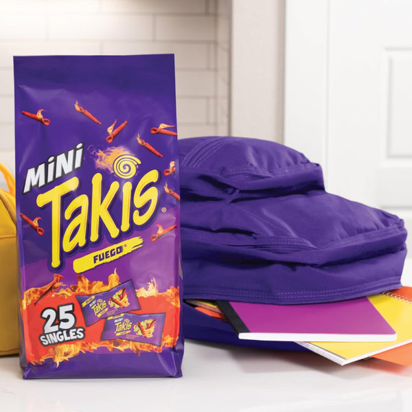 Takis Fuego Mini 25 pc 1.23 oz Bite Size Multipack Rolled Tortilla Chips