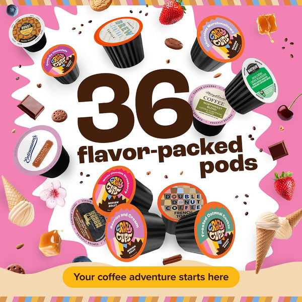 Crazy Cups Flavored Coffee Pods Variety Pack for Keurig K Cups Brewers