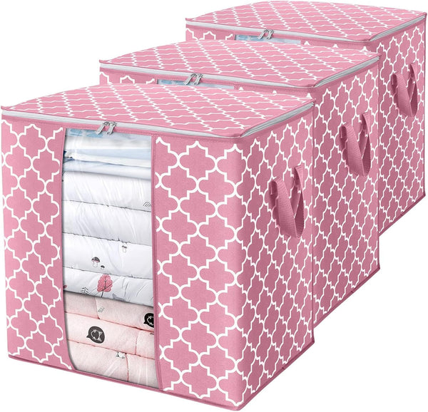 Storage bags for comforters and bedding with large capacity and sturdy zippers