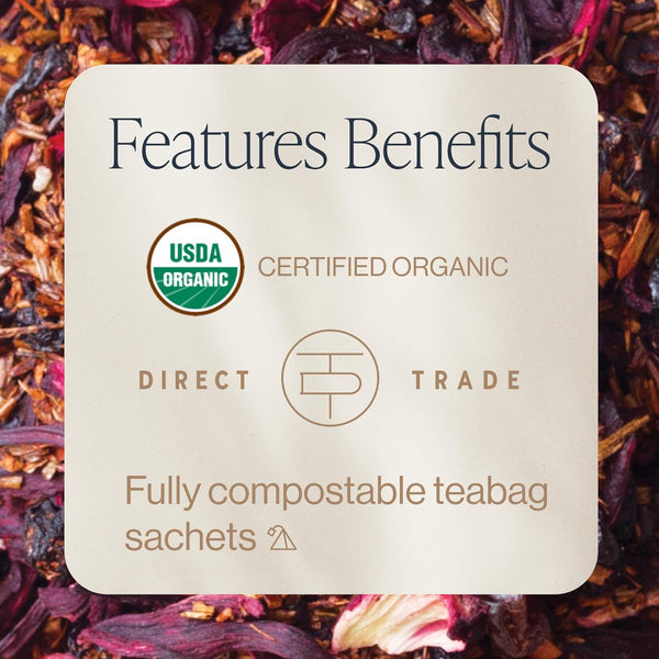 Rishi Tea Blueberry Hibiscus Herbal Tea - Organic Sachet Bags
