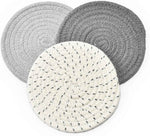 Potholders Set Trivets Set 100% Pure Cotton Thread Weave Hot Pot Holders Set, Gray