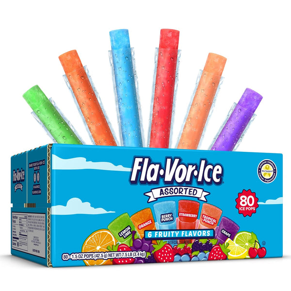 Fla-Vor-Ice Popsicle Variety Pack of 1.5 Oz Freezer Bars, Assorted Flavors, 100 Count