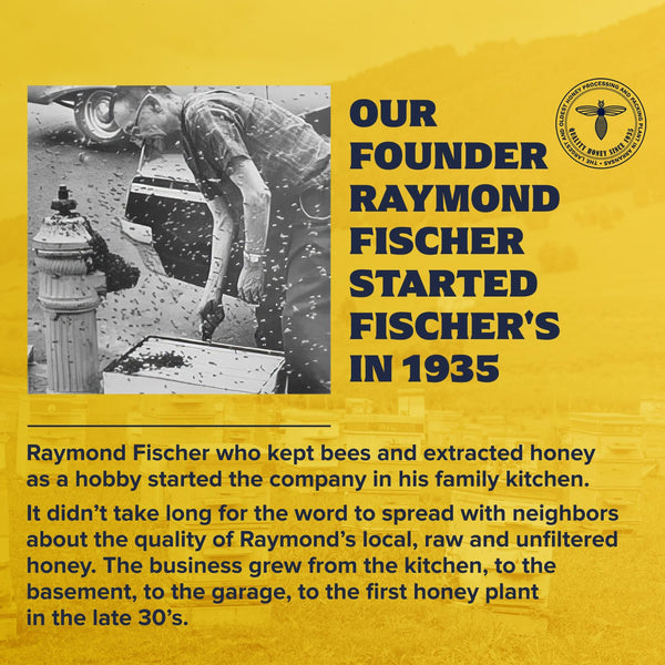 Fischer's 100% Pure Raw Unfiltered Honey - USA Made All-Natural Sweetener with Rich Flavor Profile and 40 oz Squeeze Bottle