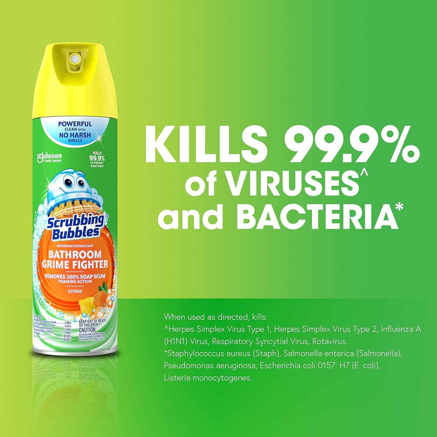 Scrubbing Bubbles Bathroom and Shower Cleaner Aerosol, Foaming Action Bathroom Grime Fighter, Citrus Scent, 20oz (Pack of 1)