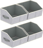 Closet Organizers Bins 6 Packs - Large Closet Shelf Organizer with Handles, Fabric Trapezoid Storage Bins, Collapsible Storage Cubes for Clothes, Towels, Light Gray
