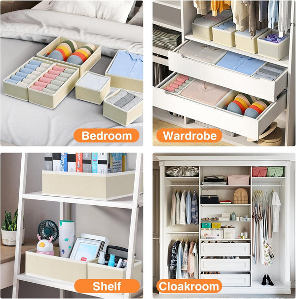 DIMJ 15-Piece Drawer Organizer Set for Bedroom and Closet Storage