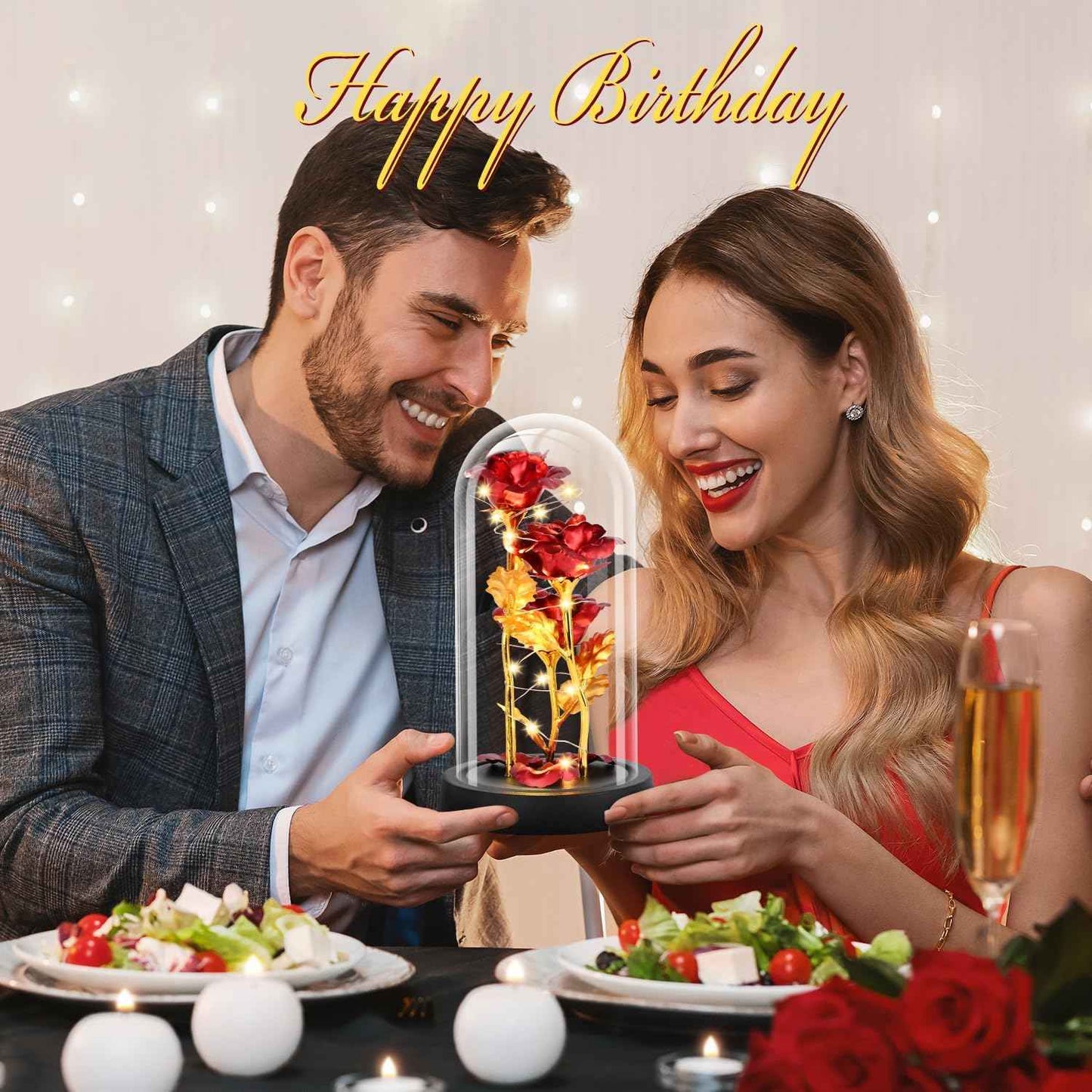Valentines Day Rose Gifts for Her, Womens Gift for Birthday Gifts for Women Mom Wife Girlfriend, Light Up Rose in A Glass Dome, Rose Gifts for Valentines, Mothers Day, Womens Day (Red)