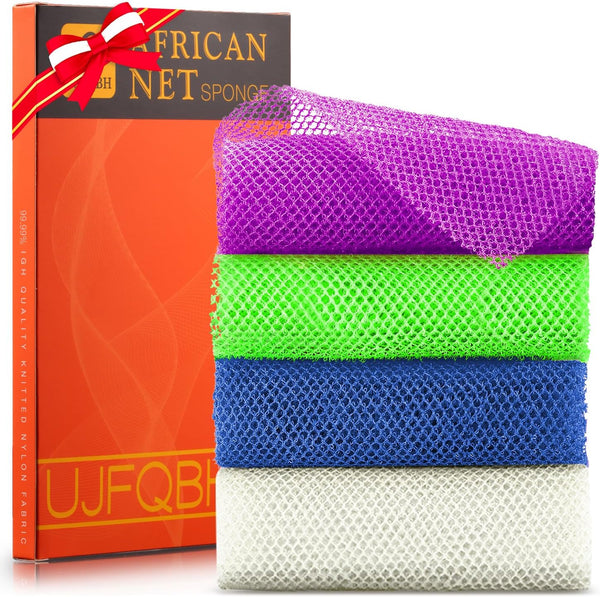 ujfqbh 3 pieces african bath sponge pink yellow purple exfoliating shower body scrubber