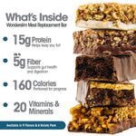 WonderSlim Meal Replacement Protein Bar Variety Pack 15g Protein 20 Vitamins and Minerals